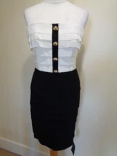 MOSCHINO COUTURE BRAND NEW CREAM AND BLACK TIERED STRAPLESS DRESS - SIZE 8 (40)