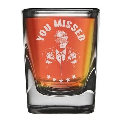 SHOP4EVER Donald Trump You Missed 2 oz Prism Shot Glass Trump Merch MAGA Gift