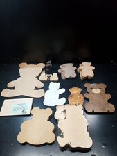 Lot of Painted Wood Cutout Country Decor Figures Animals Bear Teddy Bears Crafts