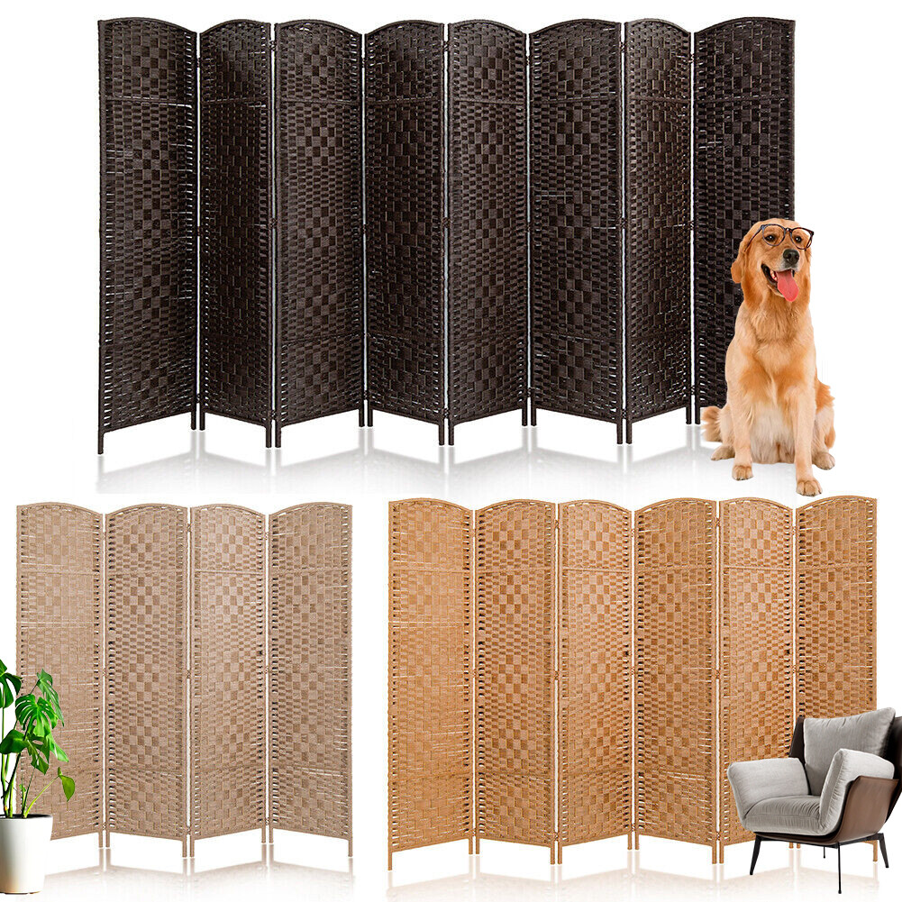 4/6/8 Panel Folding Room Divider Privacy Screen Diamond Weave Fiber