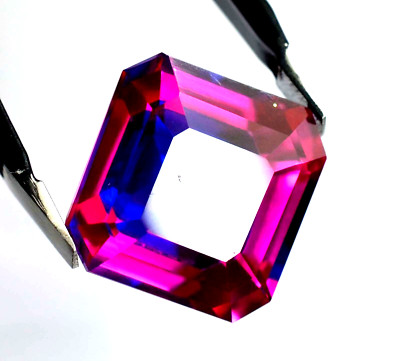 AAA Natural 11x11 mm Bi-Colour Pitambari Sapphire Asscher Cut Certified Gemstone