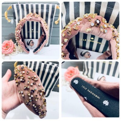 Lele Sadoughi Pink Velvet Crystal Knot Headband Lele Sadoughi Crystal Velvet Knotted Headband Pink NWT ? | eBay main image 2