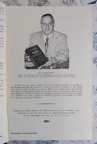 Nat Fleischer's The Ring Record Book and Boxing Encyclopedia 1954 Edition HC - Picture 2 of 5