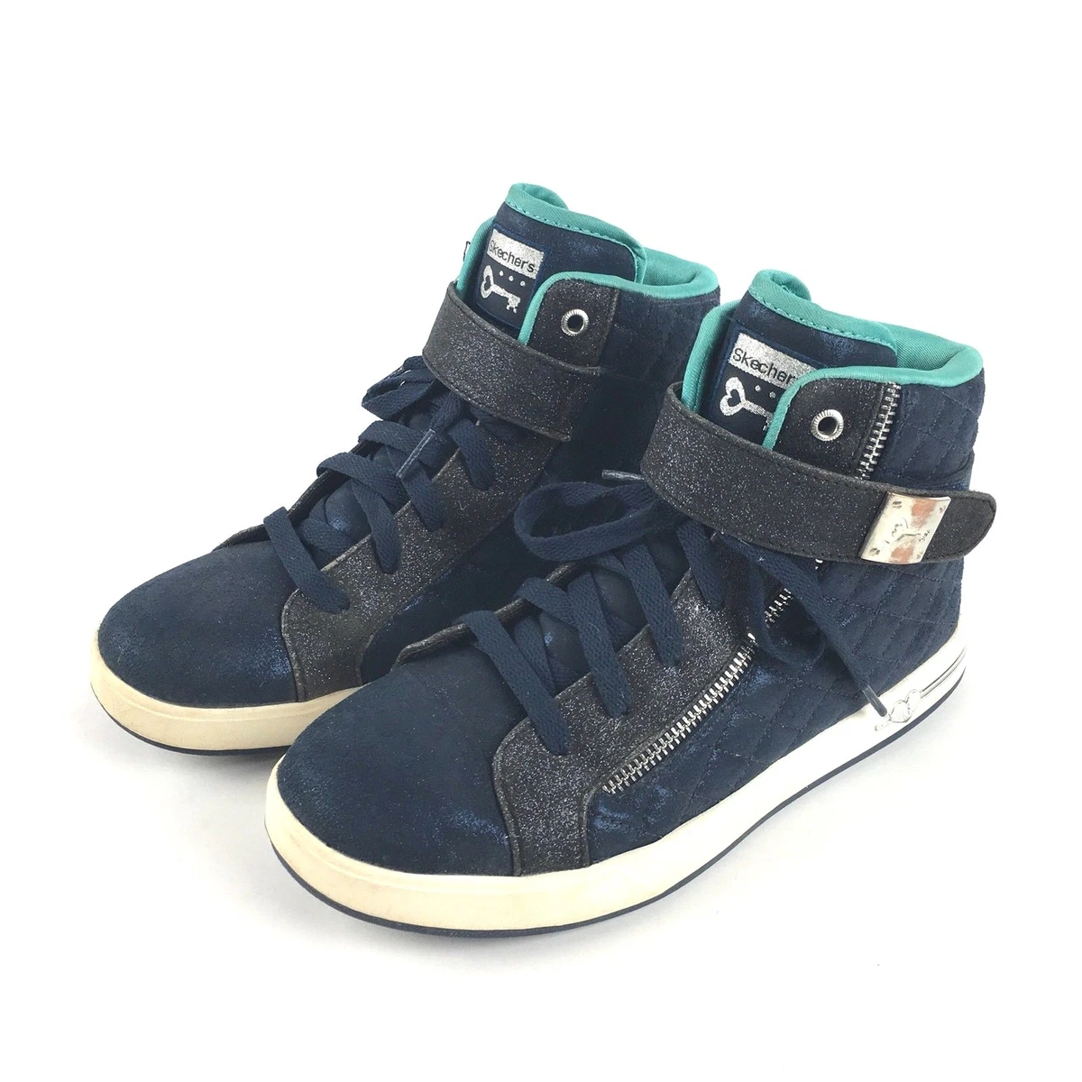 Skechers Shoutouts Size 5.5 Navy Blue Quilted Crush High Top Shoes 84308L