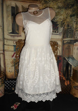 Jr L Ivory White Tea Dress Illusion Lace NWOT  XXI Bust 36 Ladies 4P