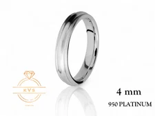 Solid 950 Platinum 4mm MILGRAIN EDGE Wedding Band Ring Comfort Fit Matte Brushed