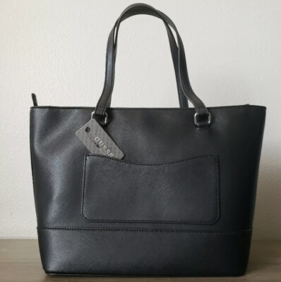 GUESS Rodney Tote Shoulder Large Bag ZIPPED Black Sf792622 for