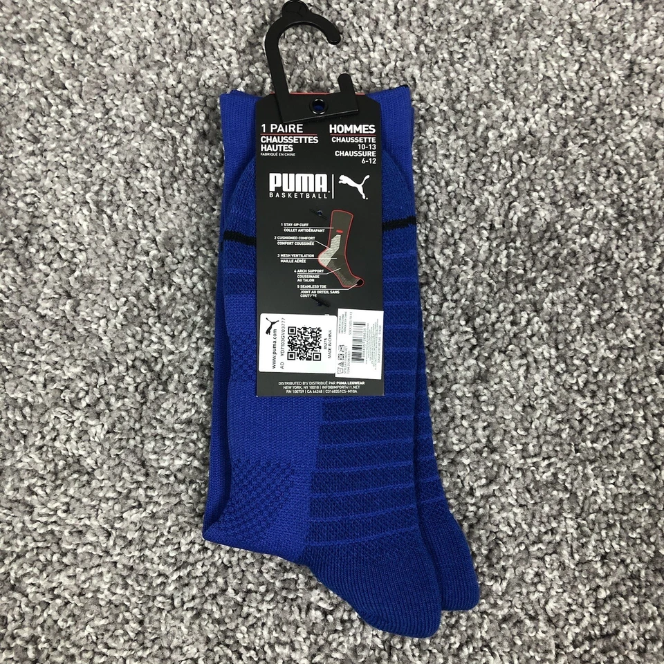 Puma Basketball Mens 5 PAIRS Crew Socks Blue Sz Sock 10-13/Shoe 6-12 P116609-421 - Image 3 of 4