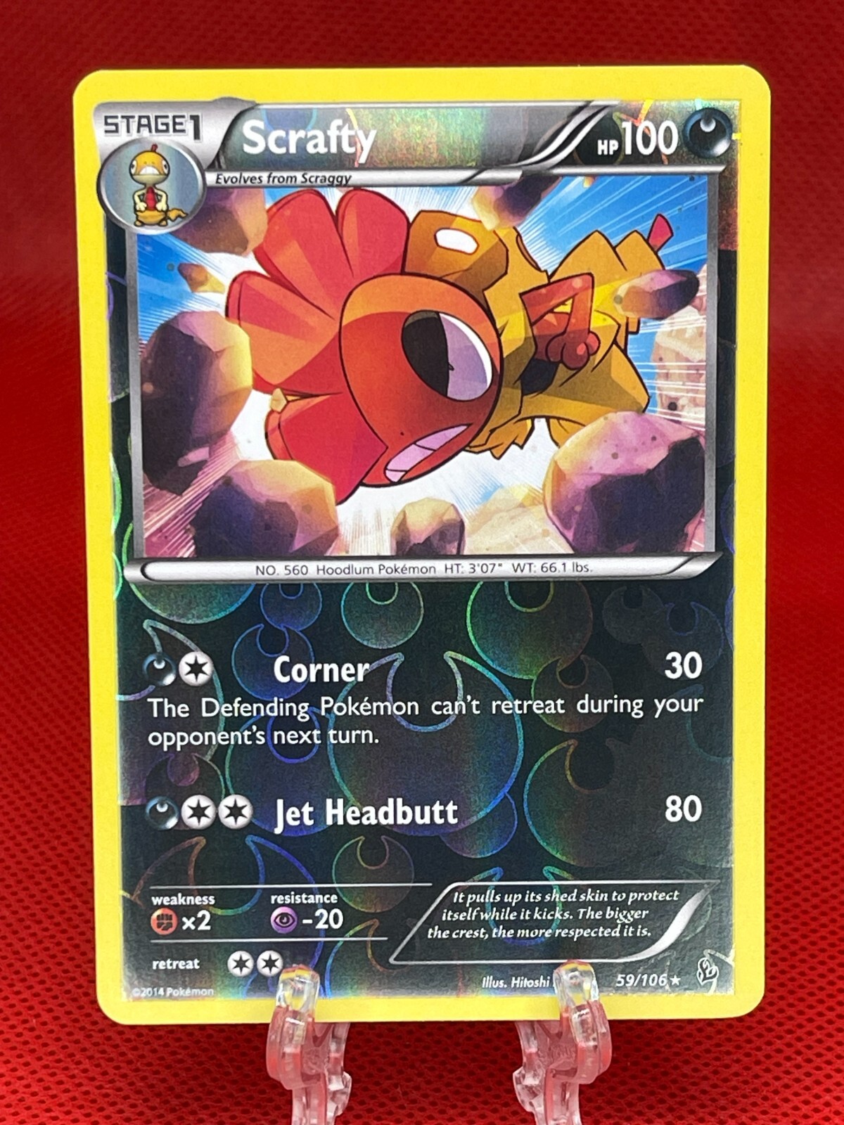 Pokémon TCG Scrafty 59/106 Reverse Holo Rare X&Y Flashfire XY English 2015 LP