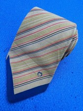 Authentic mila schon Line Striped Design On Light Brown 100 Silk Necktie Tie