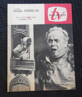 TV Roundup Regionalem Guide 1963 Will Stracke & Quillow '' Nbc's Kinder Theater ''