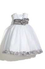 NEW Us Angels 'Petal' Flower Girl Dress Size 12M White/Silver