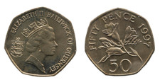 1997 50p Bailiwick Of Guernsey Freesia Flowers Fifty Pence Coin Circulated