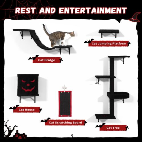 COZIWOW Katzen-Wandregale, Wandmontage Katzenkletterer 5er Set (Gothic) - Bild 5 von 6