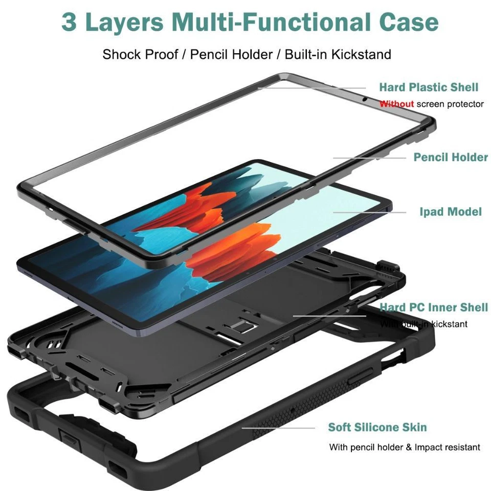 Shockproof Case For Samsung Galaxy Tab S8 S8+ S8 Ultra Hybrid Rubber Stand Cover - Image 4 of 4