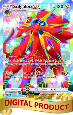 pokemon cards solgaleo ex Pokemon Pocket TCG Trading Card 2 Star Shiny Solgaleo EX Crimson Blaze  DIGITAL