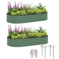 2Er-Set Hochbeet Aus Stahl, Pflanzbeet FrüHbeet Gartenbeet Blumenkasten GrüN