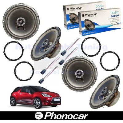 PHONOCAR 66026 speakers Ant + post coaxial 165mm 60w for Citroen DS3