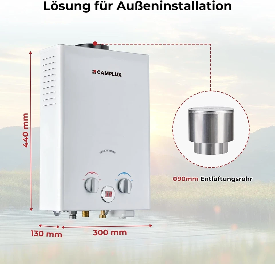 6L Instant Tankless Hot Water Heater Propane Gas LPG Outdoor Portable Camping RV - Image 2 of 4