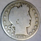 1908d Barber Half SILVER Coin FULL BOLD DATE & MM  PRICED BELOW SILVER MELT   NR