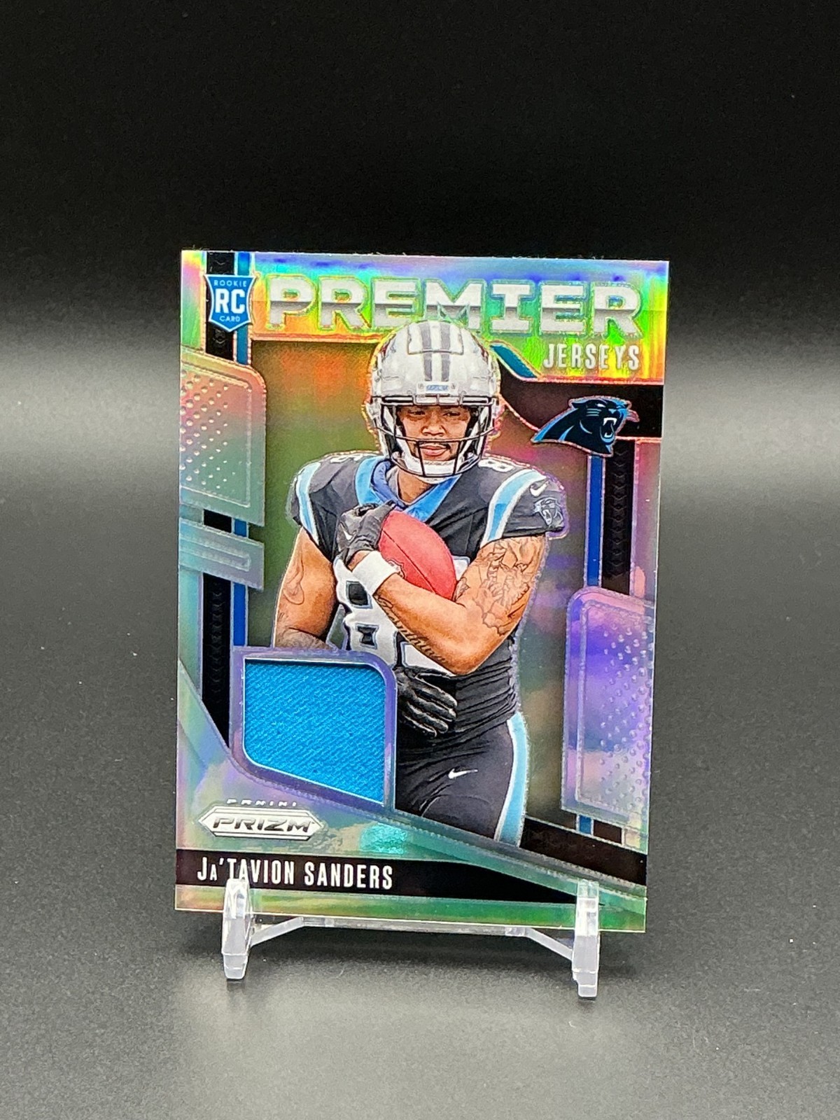 2024 Panini Prizm Premier Jersey #PJ-JTS Ja'Tavion Sanders - Silver Prizm RC