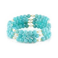 Cavill Armband Amazonit Perlen 1,25Ct Stahl Damen Modern Mehrreihig