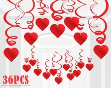 36PCS Heart Decorations Hanging Swirls - Valentines Day Party Supplies Favors...
