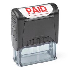 Self Inking Rubber Stamp Refillable Red Ink Preinstalled - 9/16" x 1-1/2" Paid