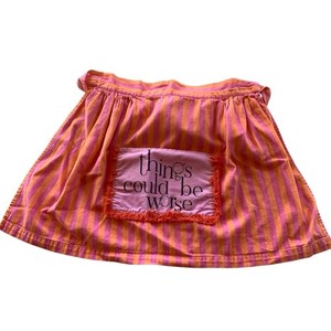 Jasper House Orange Pink Striped Half Apron Things Could Be Worse Cotton Fringe