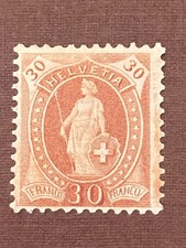 Schweiz 1901 stehende Helvetia 30 Rp. hellbraun ungebraucht Falz