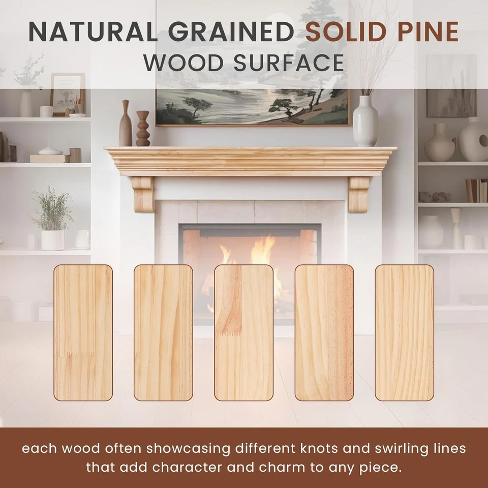 Деревянная каминная полка с кораллами — 54-дюймовая деревенская плавающая каминная полка для... - Изображение 2 из 4