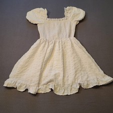 White Textured Cottagecore Mini Dress Puff Sleeves Sz  M (US  6 EU 38)