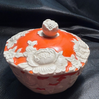 Moriyama, The Hinode orange covered dish, Japan, vintage