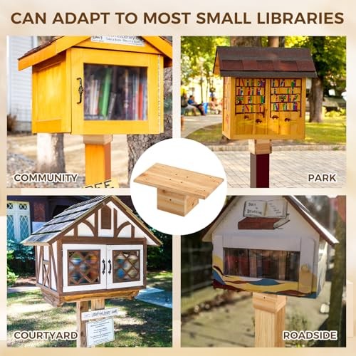 Outdoor Little Library Mount 14x8x5.91 Inch Stable Wood Storage Box Wood Color
