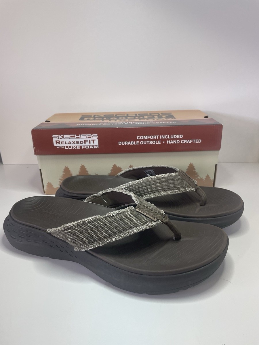 Skechers Luxe Foam Mens Sandals Chocolate Relaxed Fit Vegan  display picture 1