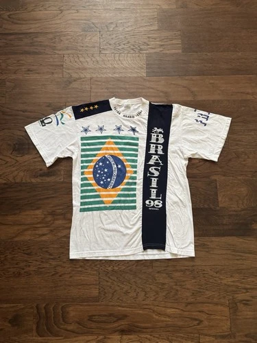 Ronaldinho Brazil FIFA France World Cup Gr 2000s vintage concert t-shirt, vintage, single stitch, B+ condition