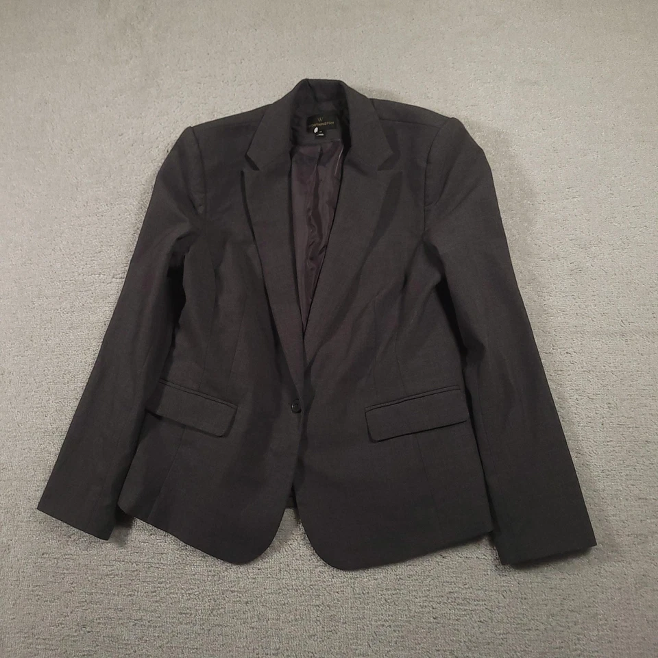 Blazer Worthington Mujer 16 Gris Un Botón Oficina Carrera Traje Chaqueta Forrada Foto 2 de 4