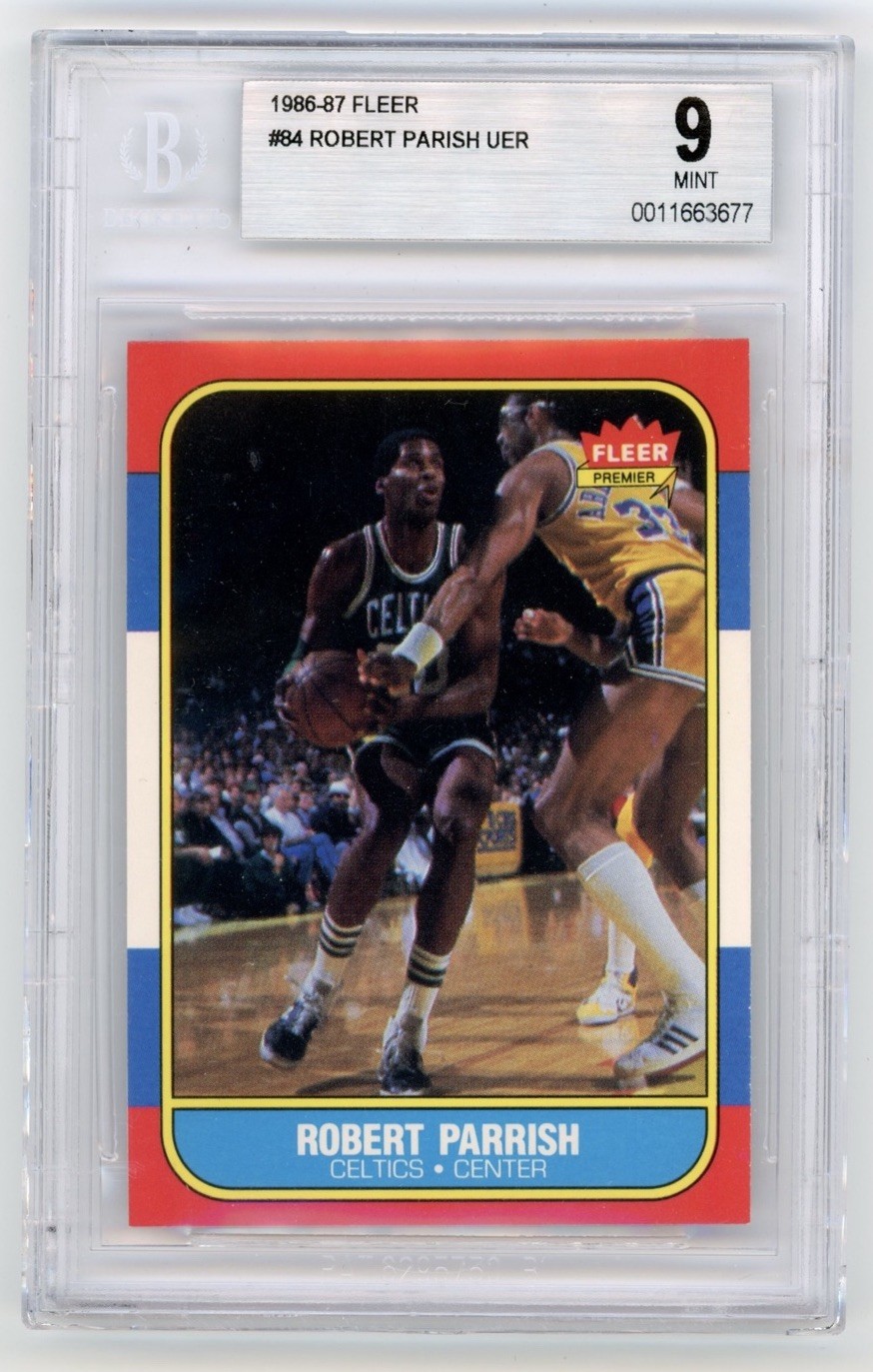 1986 Fleer #84 Robert Parish Boston Celtics BGS 9 Mint HOF
