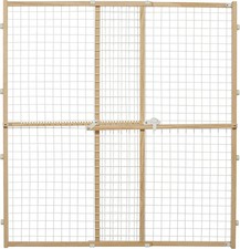 Pet Safety Gate, Expands 29-50" Wide, 44" Tall, Wood  Powder Coated Wire