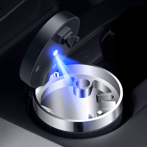 Portable Car Ashtray with Lid Smell Proof Blue Led Ashtray Cups Car Accessories - Picture 9 of 11