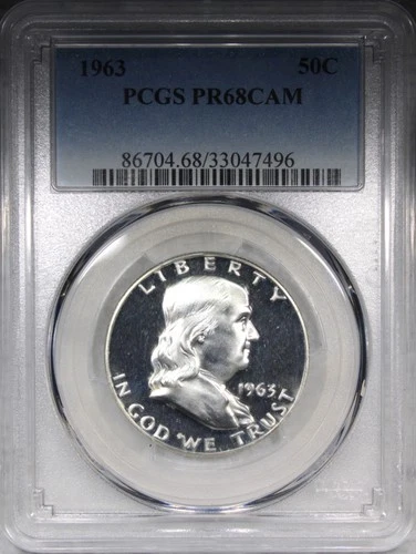 1963 Proof Franklin Half Dollar PCGS PR68 CAMEO Low Mintage