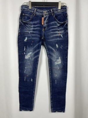 DSQUARED2 Icon Slim Blue Denim Regular Distressed Jeans Size 44