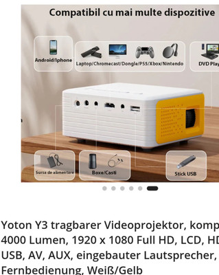 YOTON Mini Beamer Handy, 2025 Neuer Y3 Tragbarer Projektor Full HD, A+++