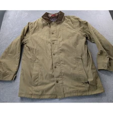 Woolrich Barn Coat Jacket Corduroy Collar Button/Zip Front Mens Dark Wheat Large