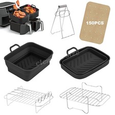 Liners Dual Air Fryer Silicone Accessories Reusable Non Stick for Ninja AF400UK