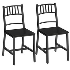 Kitchen Chairs Set of 2, Wooden Dining Room Chairs with Metal Frame, Dining C...