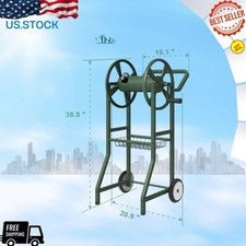 New Garden Hose Reel Cart With Wheels Steel Powder-coated Holds 125ft Hose Green