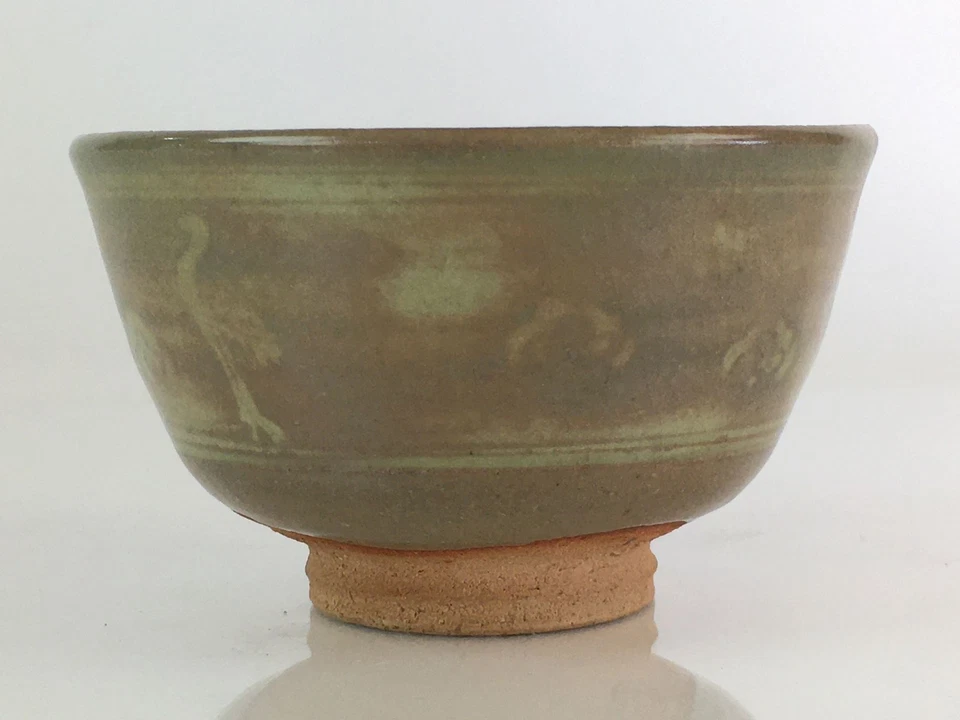 Cerámica japonesa ceremonia del té tazón de té verde de colección Chawan grúa cerámica GTB941 Foto 3 de 4