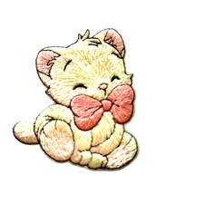 KITTEN  SOO CUTE  STICK ON OR SEW ON PATCH  ONE FREE CAT STICKER 