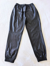 New Fashion Nova Faux Leather Jogger Pants Black Size M Drawstring Elastic Waist